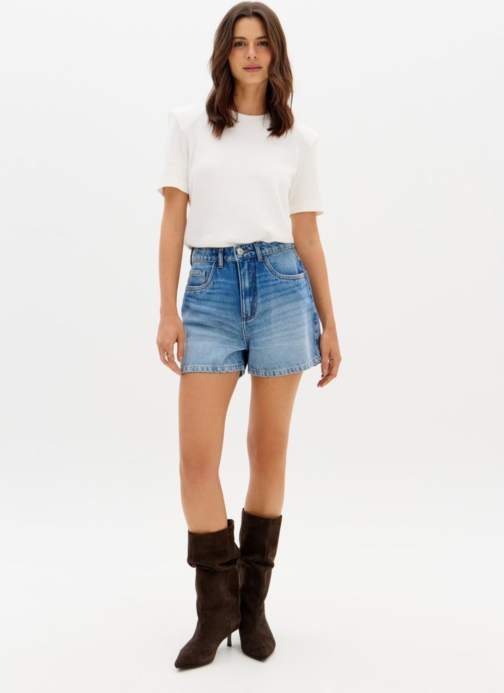 Short Jeans Mom Cintura Alta