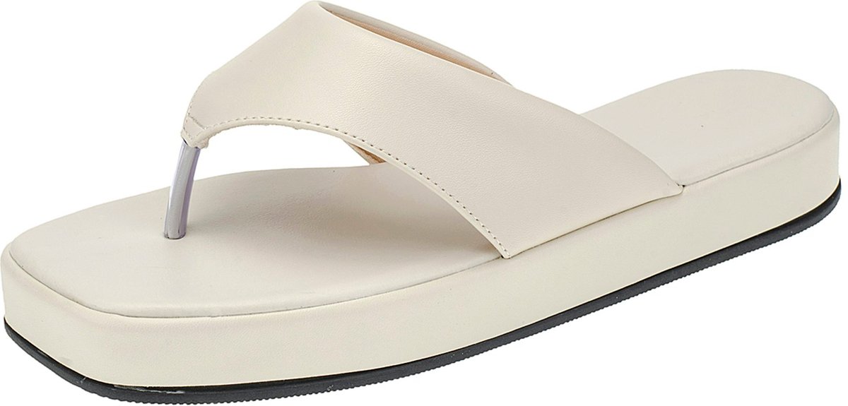 Chinelo Fem Maduda Flatform Conforto Moda Off White