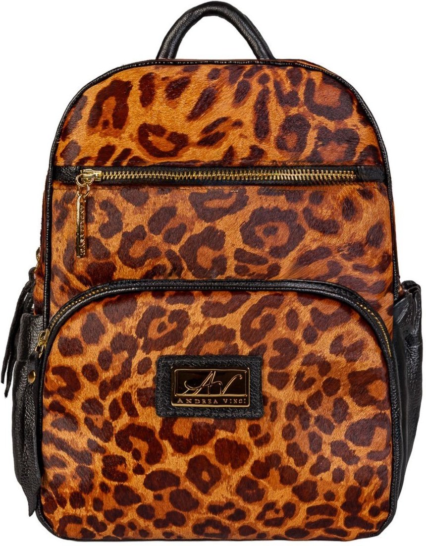 Imagem principal Mochila pequena de couro estampado Zoey Andrea Vinci onça Andrea Vinci onça