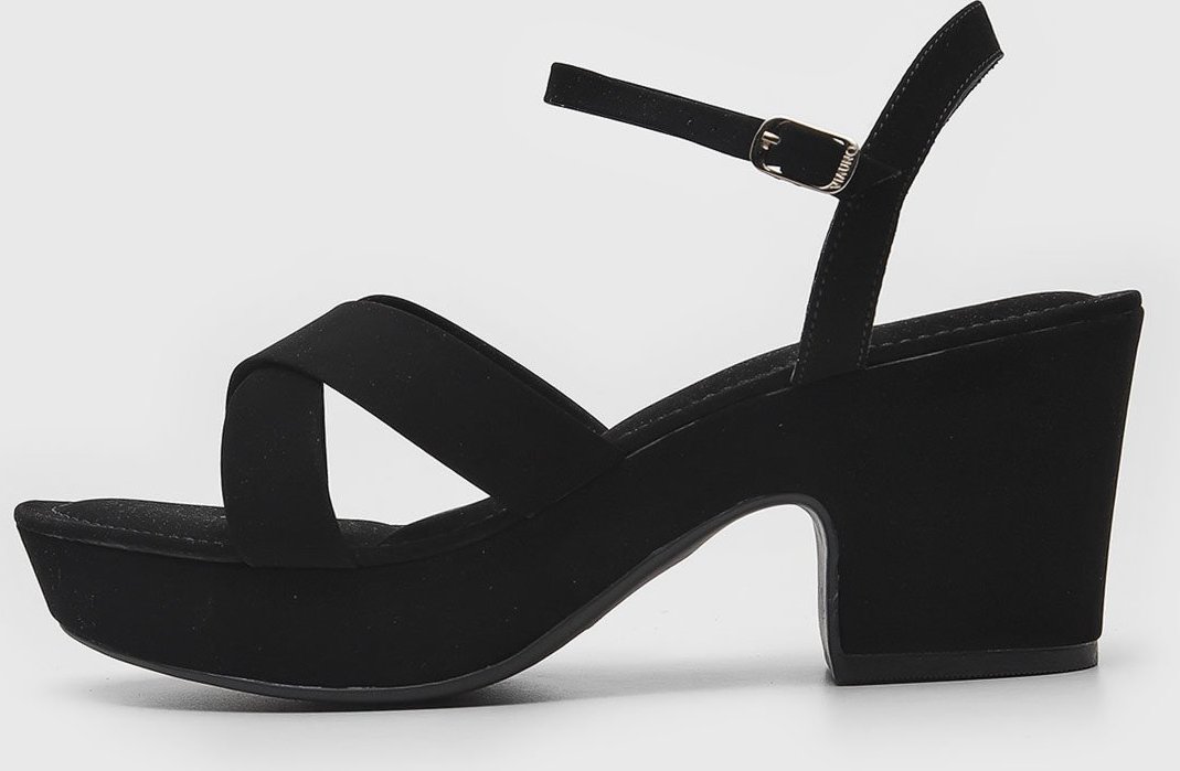 Sandália Via Uno Tiras Transpasse Preta