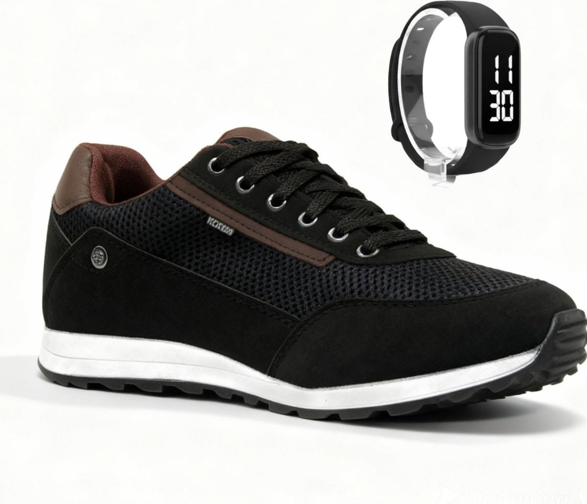 Imagem principal Sapatênis Masculino Tênis Casual Jogger Sapatênis Conforto Dia a Dia + Relógio Sapatofran preto Sapatofran preto