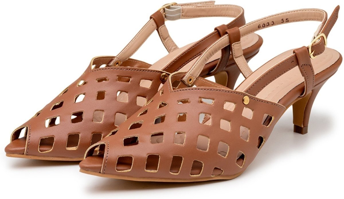 Sandalia Scarpin Salto Baixo Slingback Bico Fino 6033 Napa Margarida