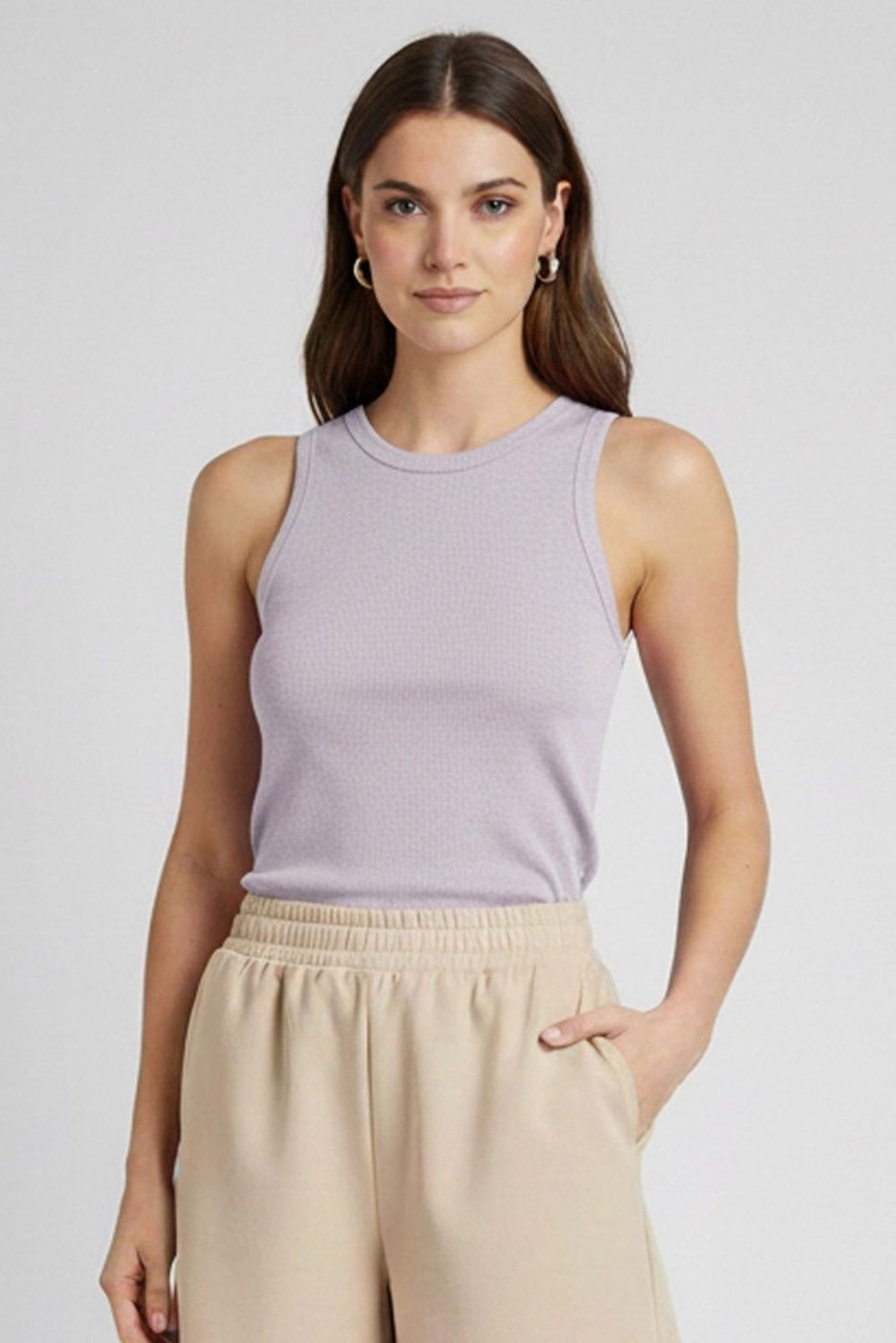 Imagem principal Regata Feminina Alças Largas Marialícia Rosado cinza Marialícia cinza