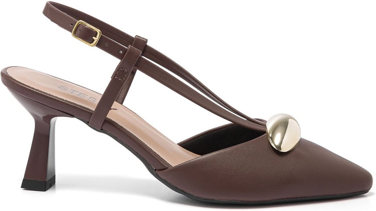 Scarpin Feminino Stessy Slingback Sapato Salto Baixo Taça 6cm Lesma Elegante