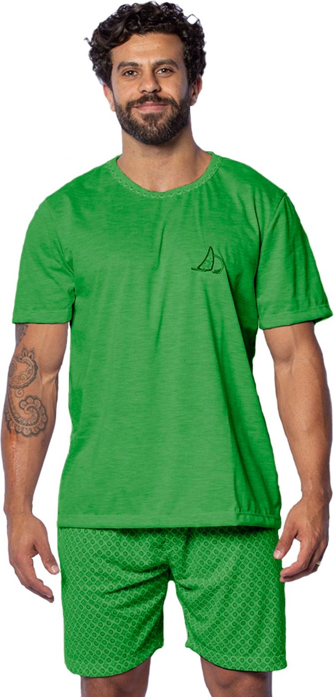 Imagem principal Pijama Masculino Gabi Lingerie de Malha Confortável Verão Manga Curta Poliéster Fresco Elegante cinza Gabi Lingerie cinza