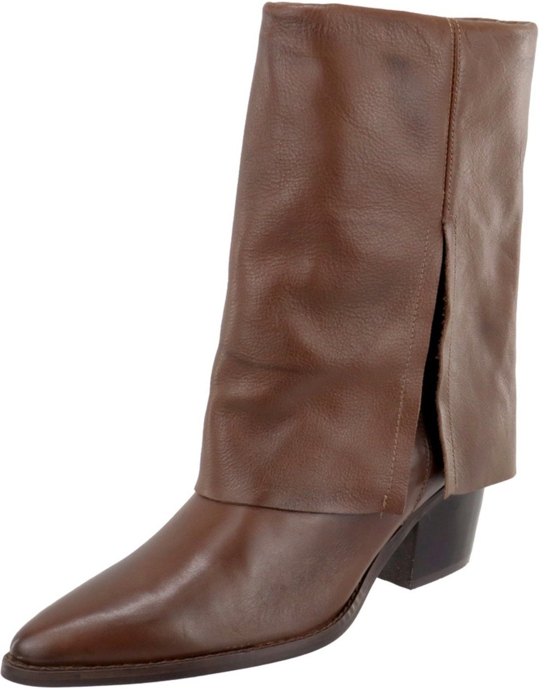 Bota Feminina Bico Fino Saia em Couro Franja Maria Paula Nutella