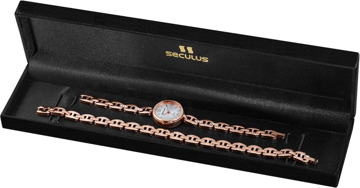 Kit Relógio Seculus Feminino Mini Bracelete Pulseira Rose Gold