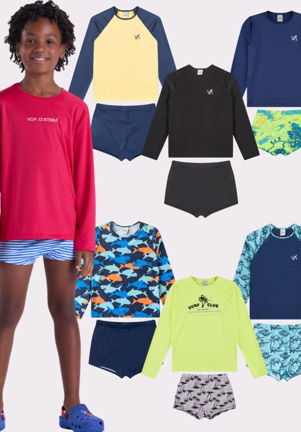 Imagem principal Kit Sortido Peças de Roupas Infantis Menino Moda Praia- 2 Camisas + 2 Sungas VIDA COSTEIRA multicolorido VIDA COSTEIRA multicolorido