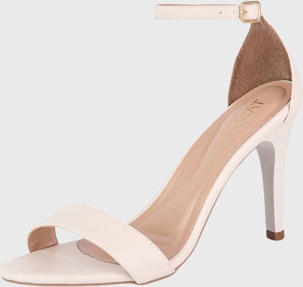 Sandália Feminina Takata Salto Baixo Fino Alto Lisa Tiras Clássica Off-White