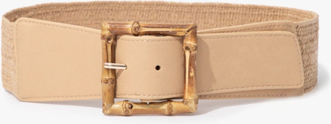 Cinto De Palha Clara Com Elástico Inspiração Fivela Bambu
