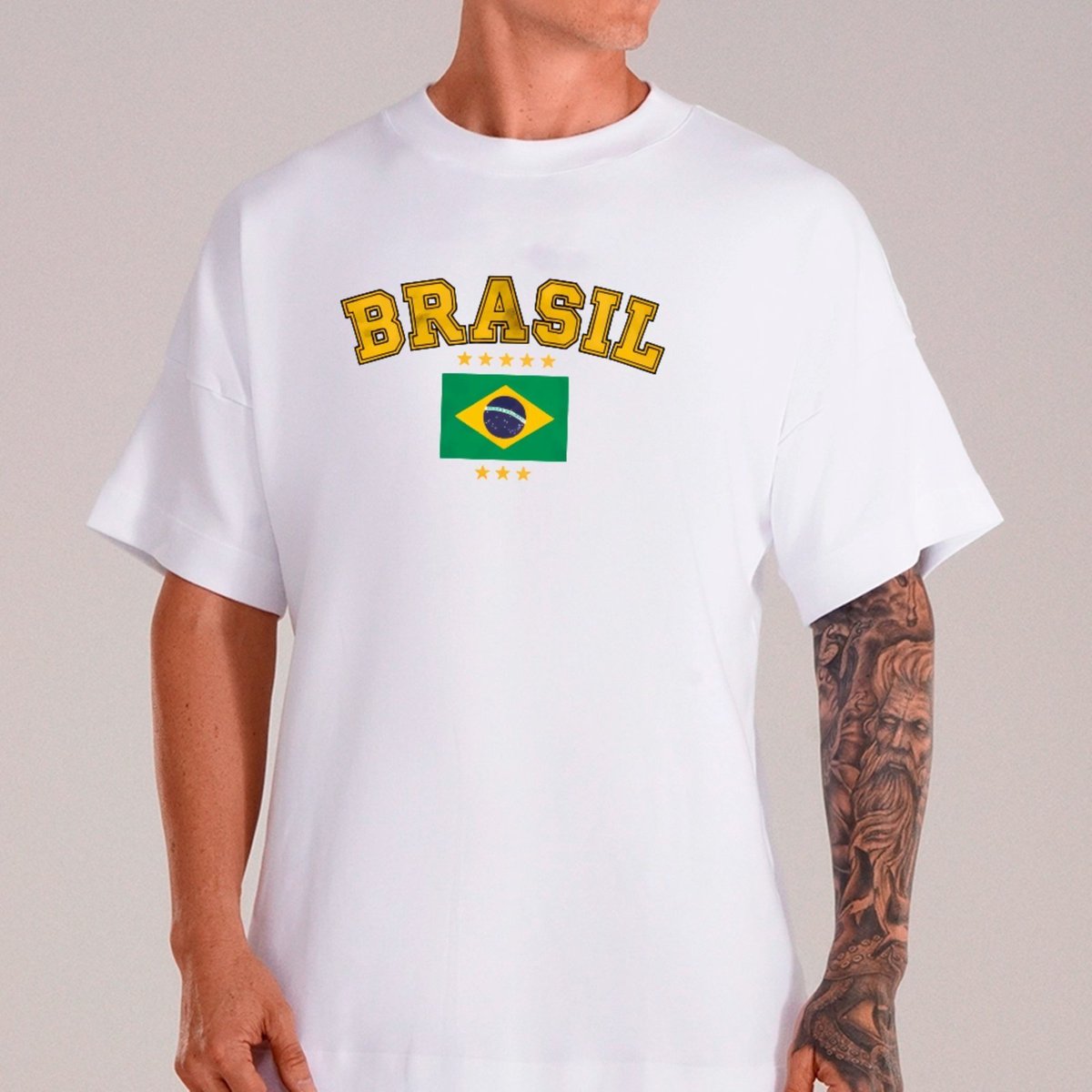 Imagem principal Camiseta Ousy Oversized Brasil Estilo Tradicional Bandeira Futebol Casual Unissex marrom ousy marrom