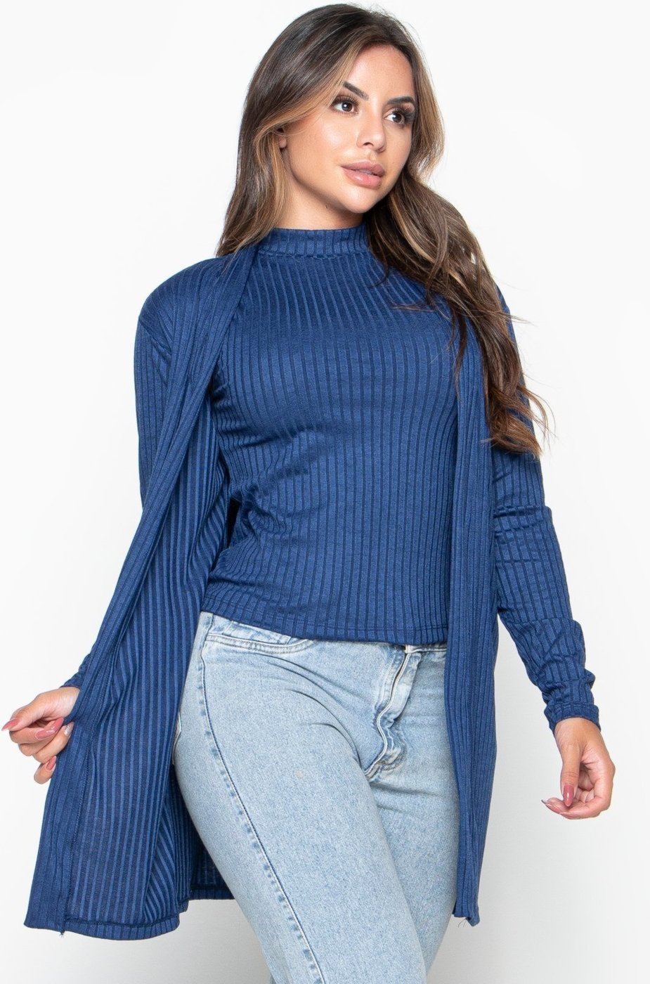 Cardigan Kimono Canelado Bravaa Store Cardigã Feminino Aberto Casaco Blazer 166