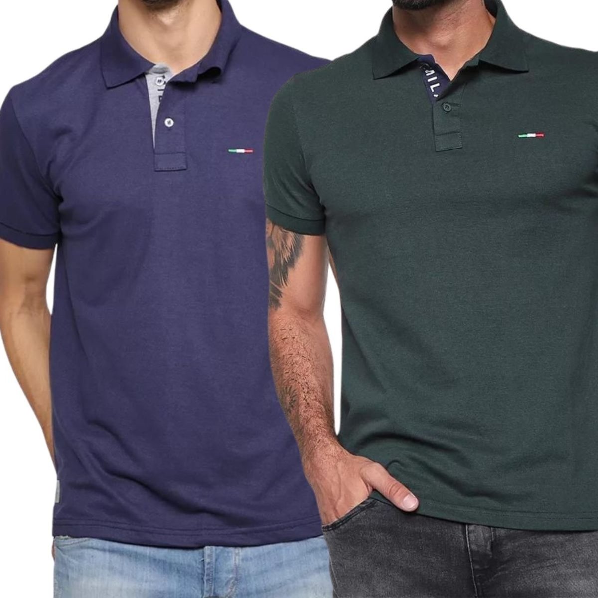 Imagem principal Kit 2 Polos FMF Masculina Básicas Piquet no Estilo Tommy Bordado Itália Marinho verde FMF verde