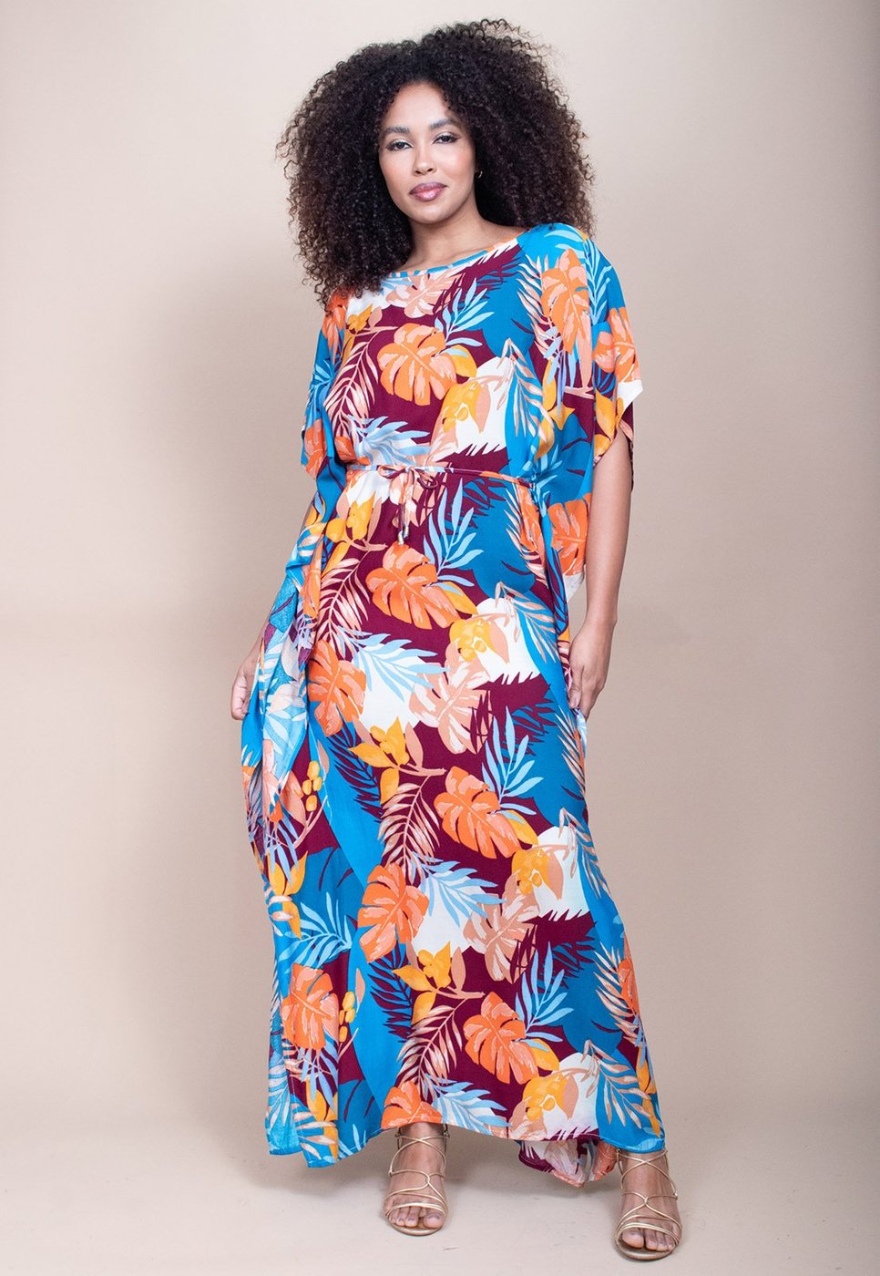 Vestido Longo Cabanafree Viscose Estampa Aurora Profunda