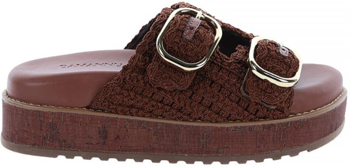 Imagem principal Giza - Sandália Flatform Feminina Crochê com Fivelas Damannu Shoes marrom Damannu Shoes marrom