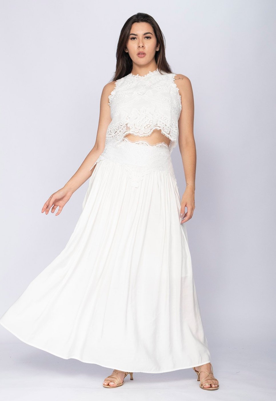 Conjunto Amazonia Vital de Saia e Croped Essência da Mata Renda