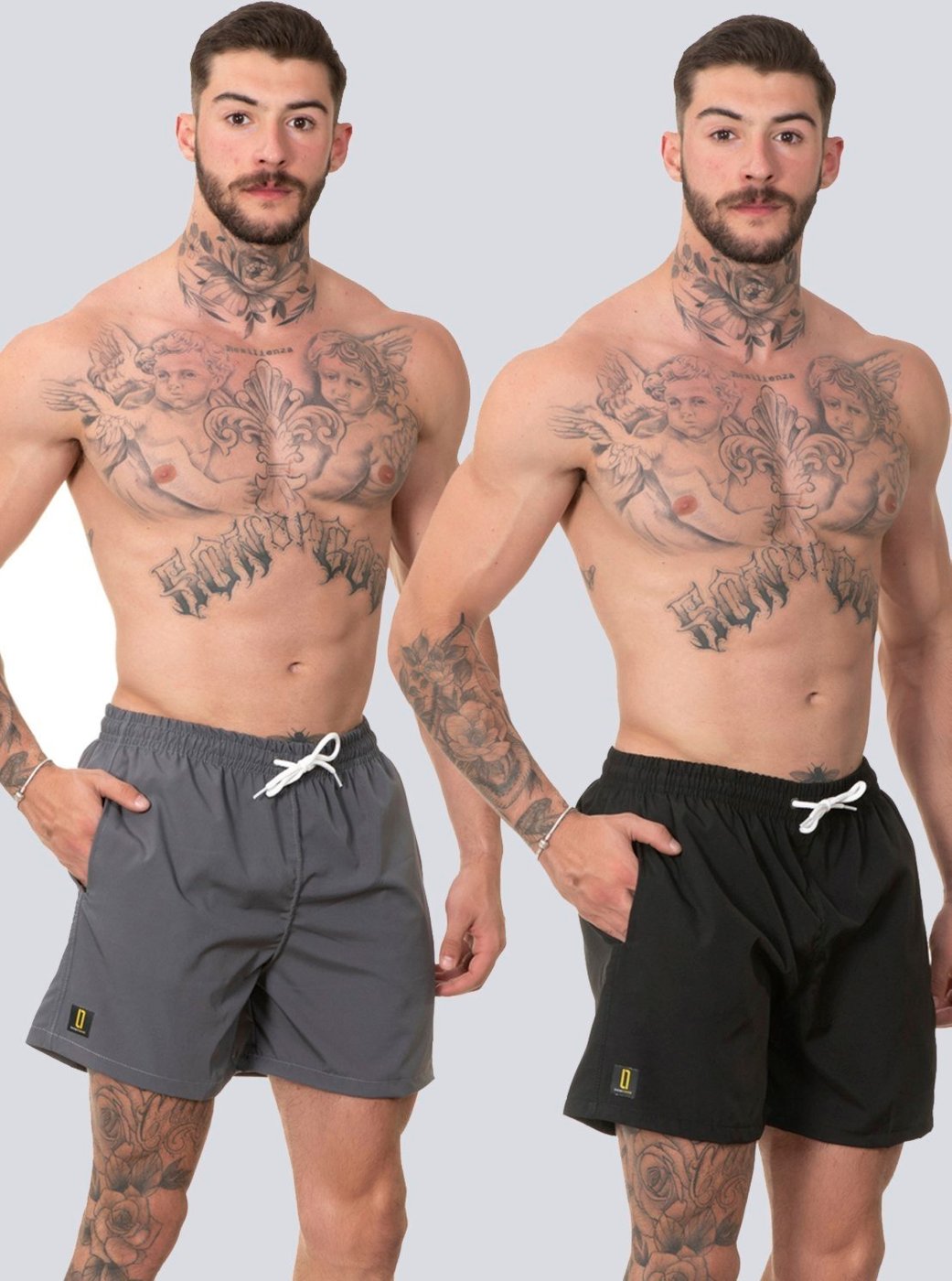 Kit 2 Short Masculino Bermuda Praia Casual Mauricinho Rf120 Cinza/Preto