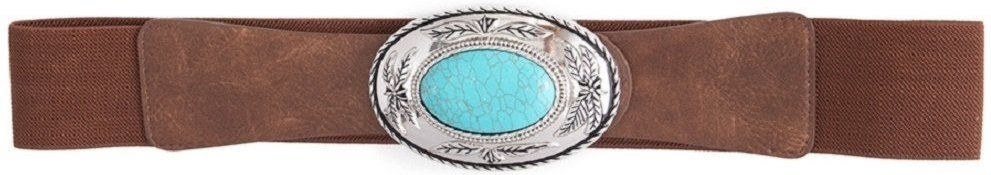 Cinto Cabanafree COM ELASTICO BOHO MARROM COM DETALHE AZUL