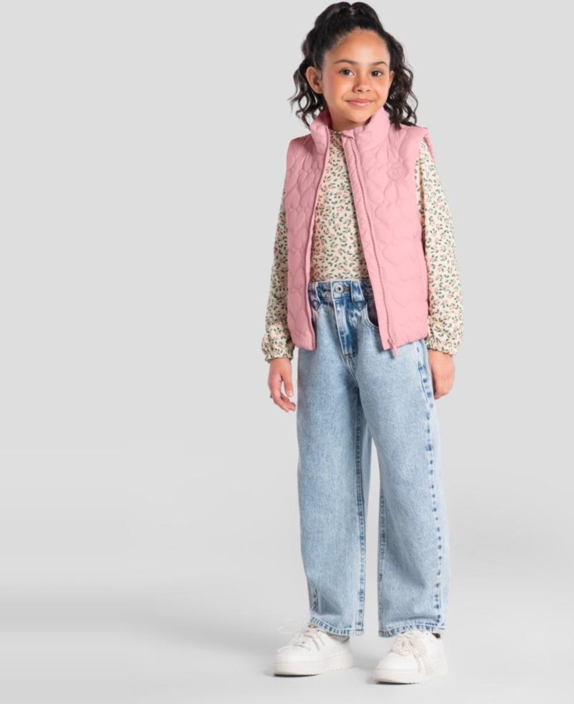 Infantil - Colete puffer menina de corações Mundi