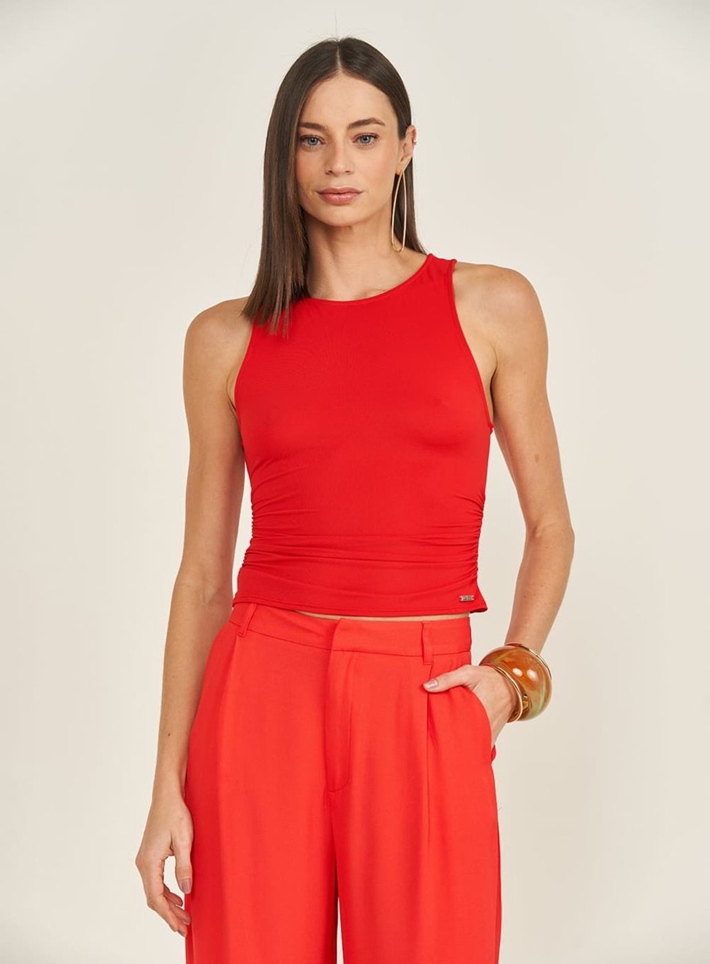 Imagem principal Blusa Slim Com Franzido Lateral Colcci Ife vermelho Colcci vermelho