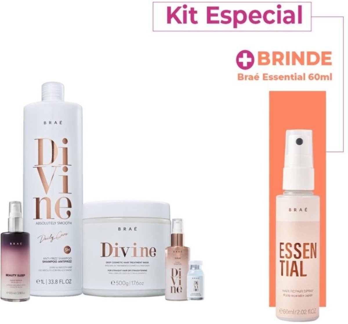 Kit Braé Divine Salon + Beauty Sleep (5 Produtos)