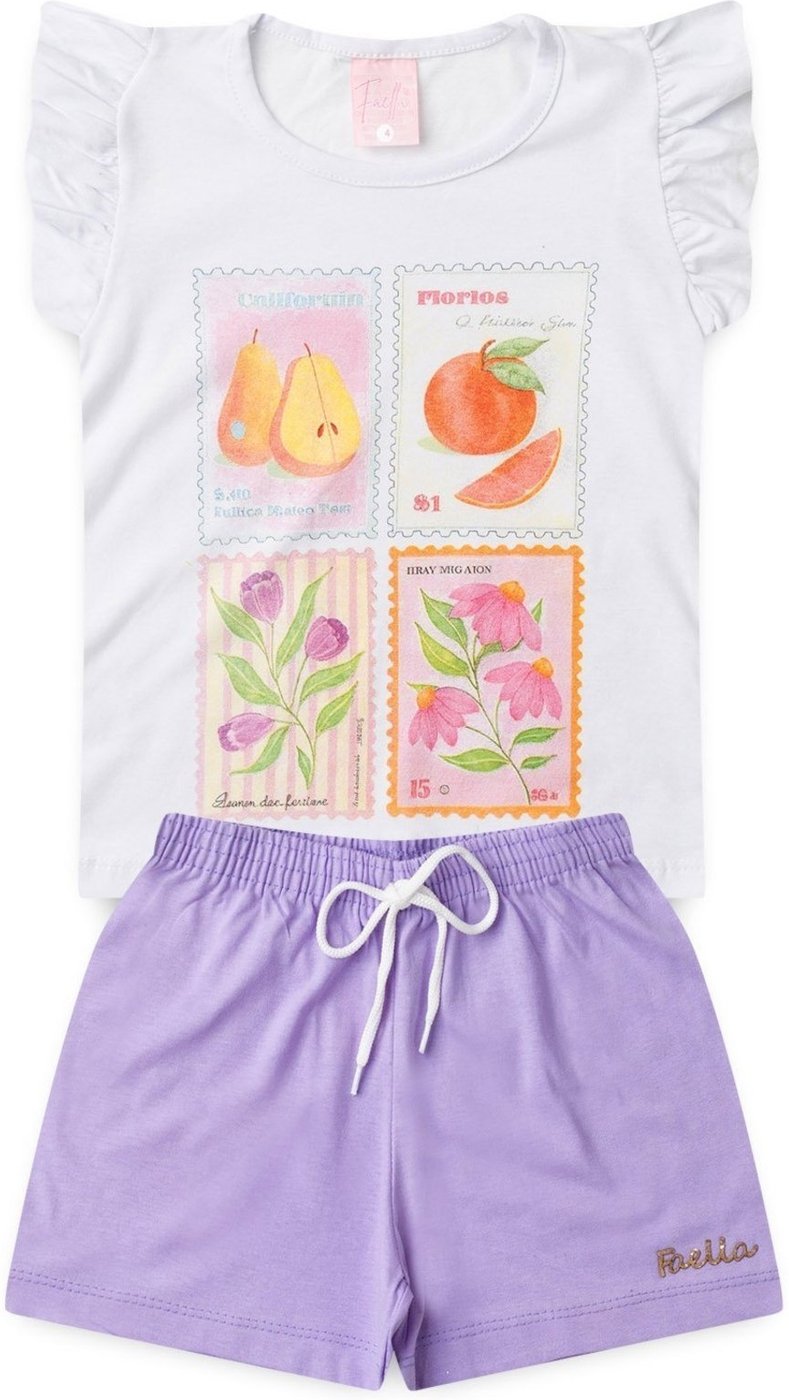 Imagem principal Infantil - Conjunto Verão Feminino Fruits and Flowers Mega - Branco Mega Kids unico Mega Kids unico