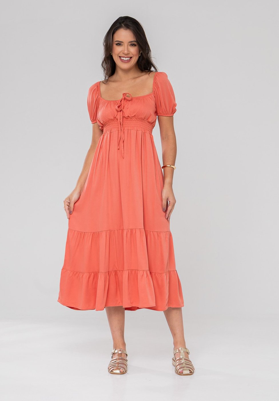 Vestido Aura Midi Rosana Viscosarja Liso