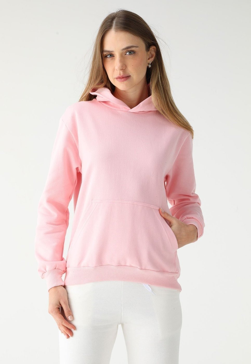 Imagem principal Blusa de Frio Moletom Feminino Flanelado Benellys Liso Canguru Claro rosa Benellys rosa