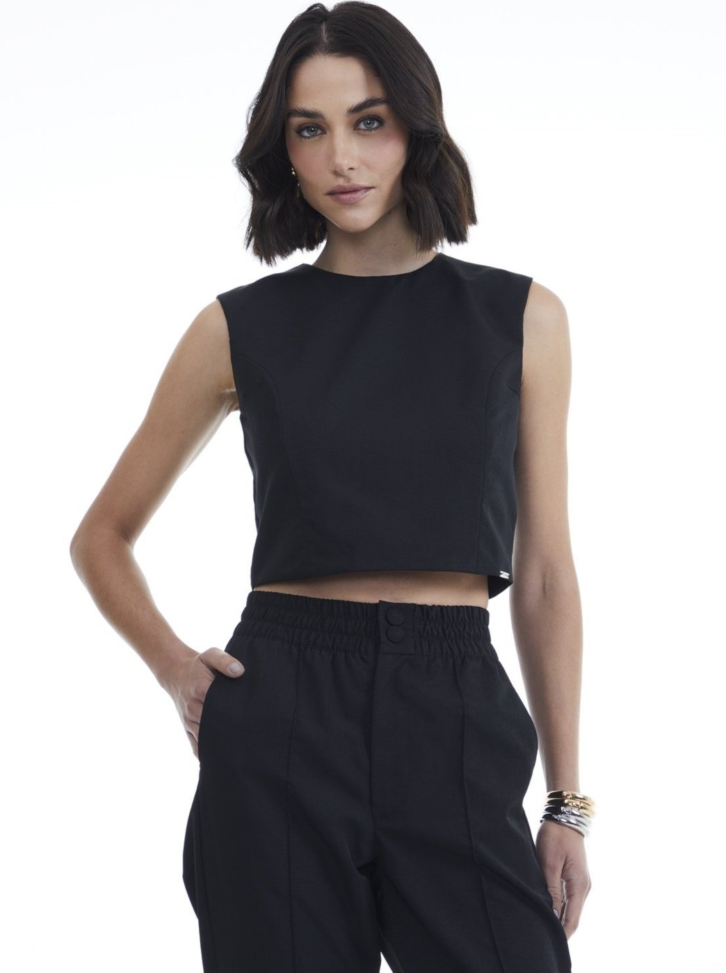 Imagem principal Blusa Regata Traymon Com Recortes preto Traymon preto