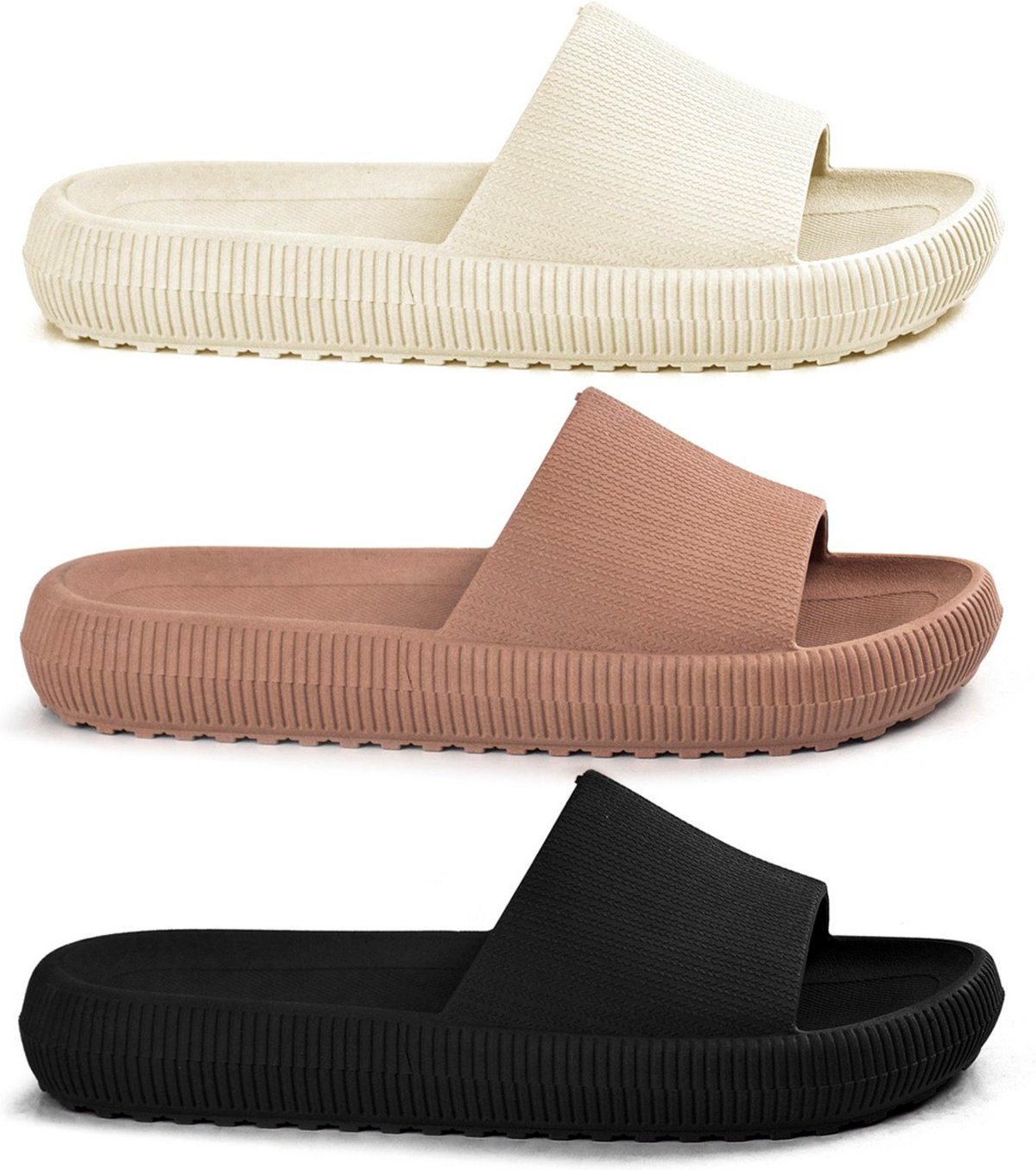 Imagem principal Kit 3 Chinelo Nuvem Feminino Ortopédico Anatômico Confortável Leve Macio Original BREDENI marrom/off-white/preto BREDENI marrom/off-white/preto