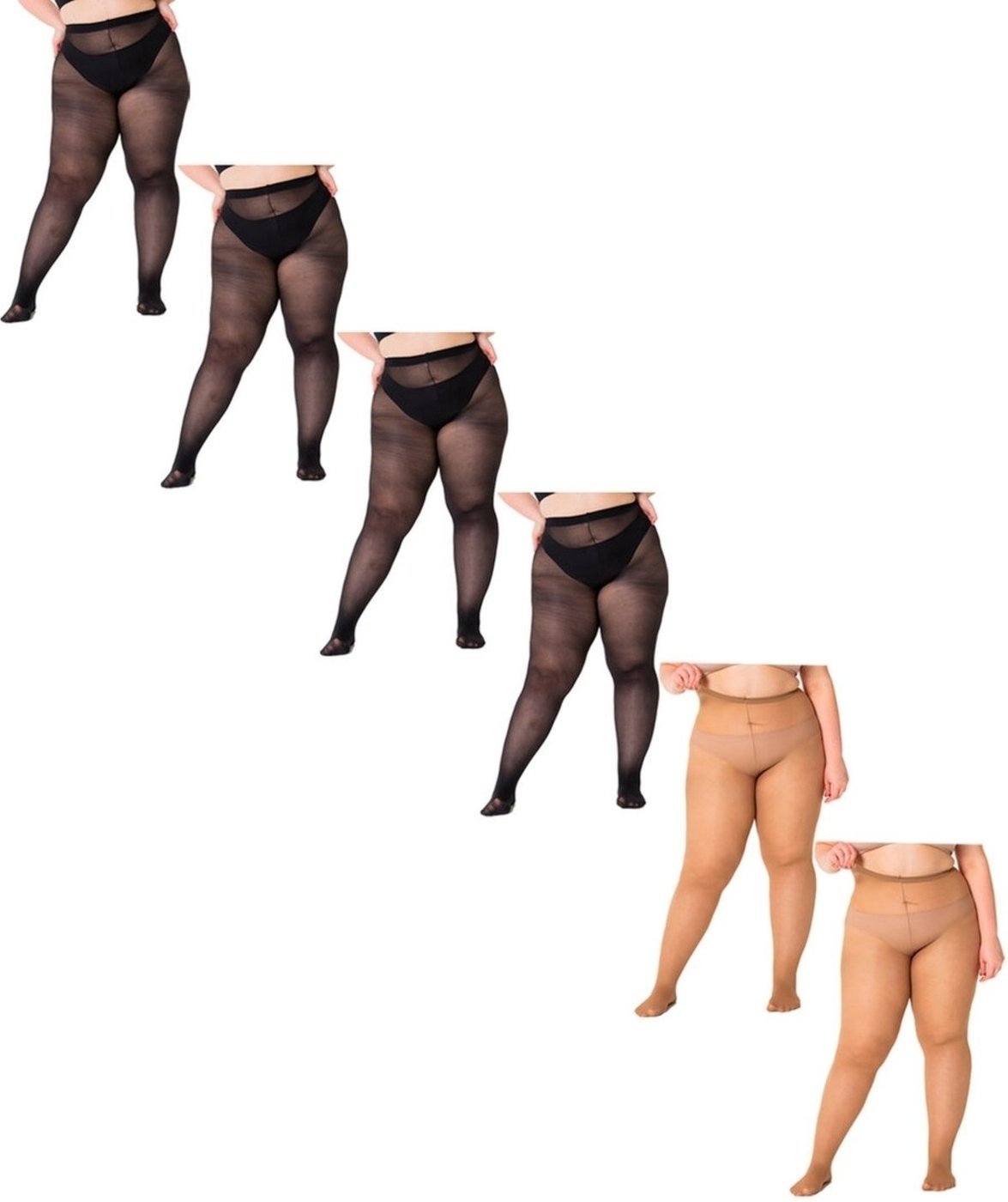 Kit com 6 Meias Calças Fio 40 Opaca Trifil 6101 Plus Size