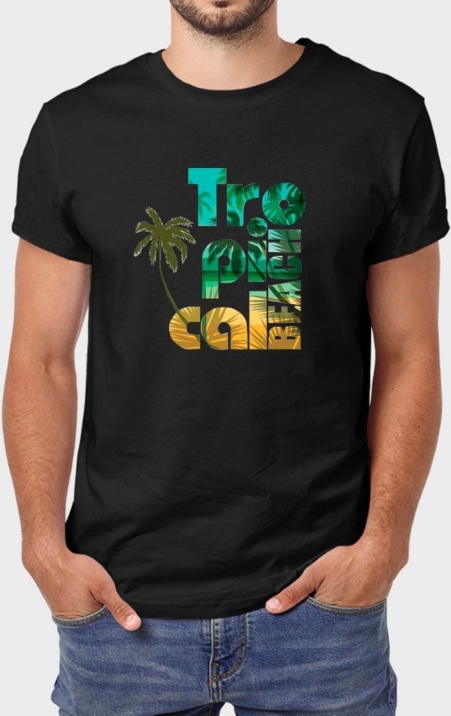 Imagem principal Camiseta Masculina Preta Tropical Algodão Premium Benellys preto Benellys preto