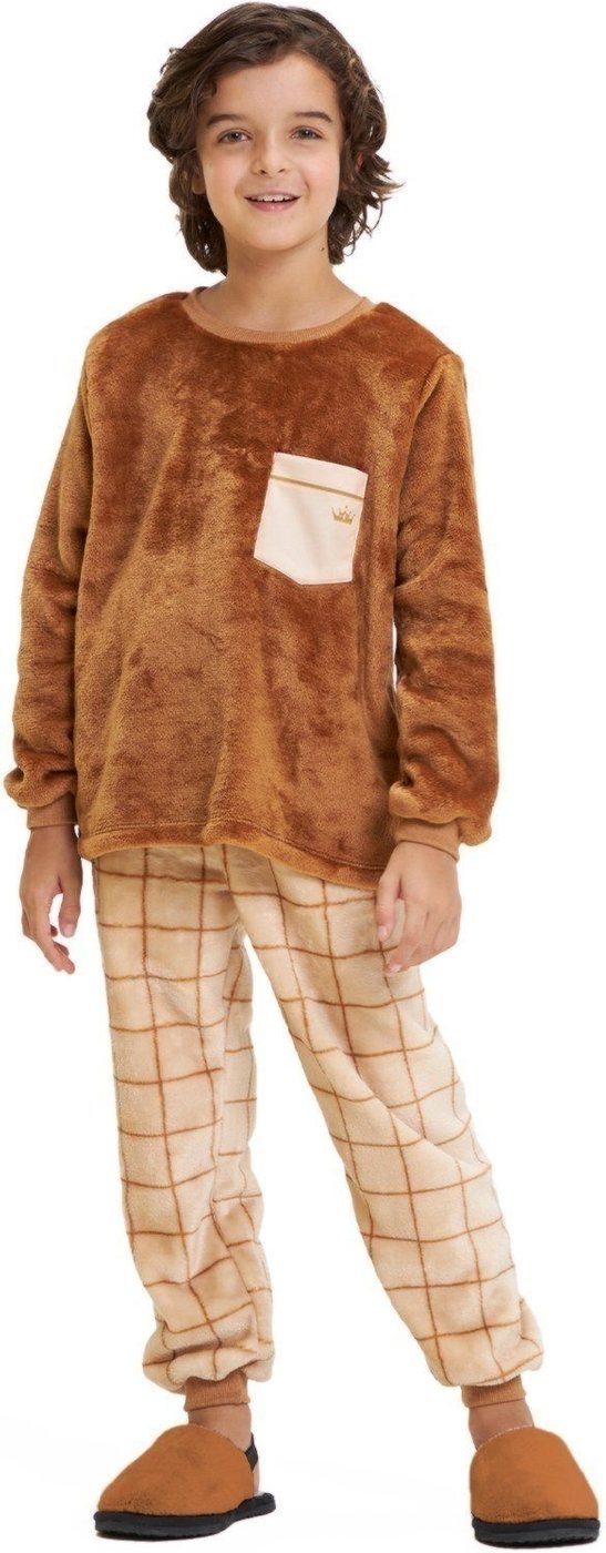Imagem principal Pijama em Fleece Magicamente Xadrez Fino com Bolso Magicamente Kids marrom Magicamente Kids marrom