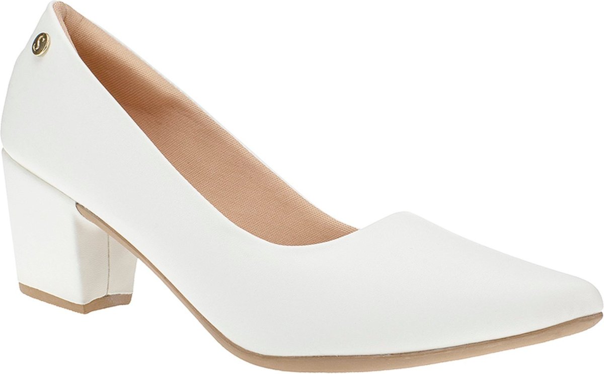 Imagem principal Sapato Social Scarpin Bico Fino Luxo Festa Shekinah Salto Baixo branco Shekinah branco