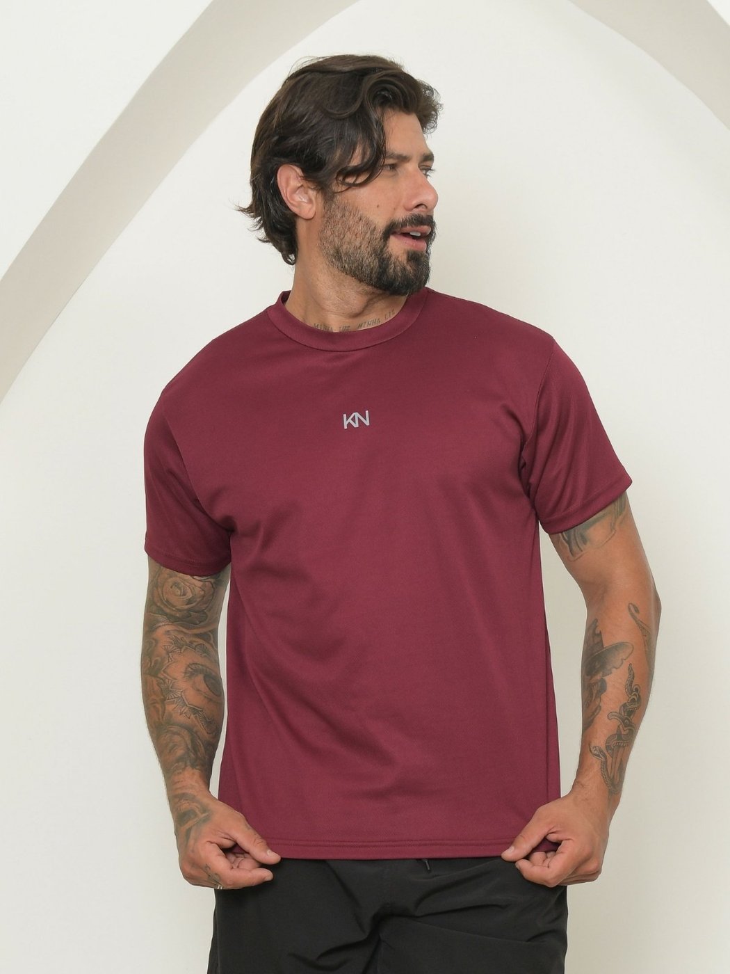 Camiseta Dry-Fit Masculina Vermelha Manga Curta para Esportes