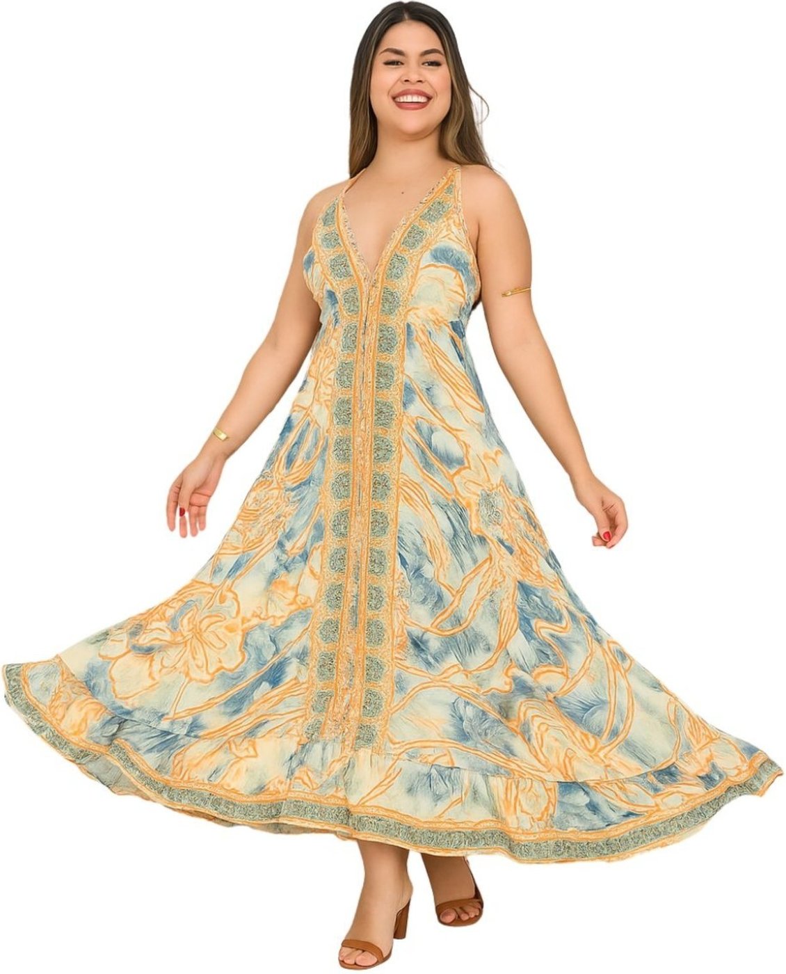 Vestido Lenço Indiano Vih Triny Longo Costas Abertas Premium