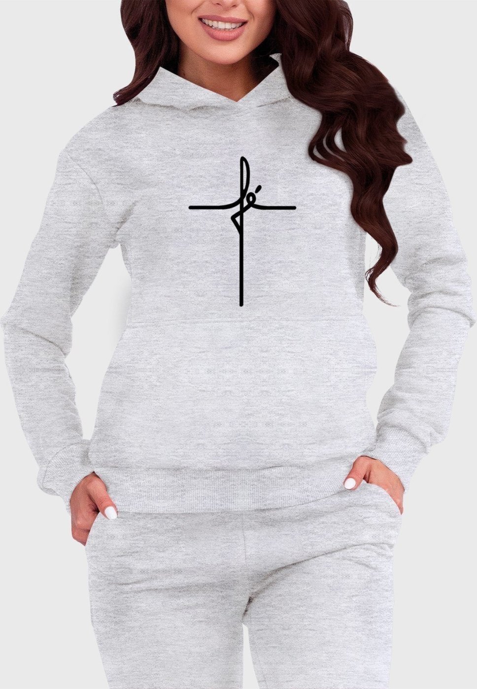 Imagem principal Blusa de Frio Moletom Feminino Canguru Fé Benellys Claro cinza Benellys cinza