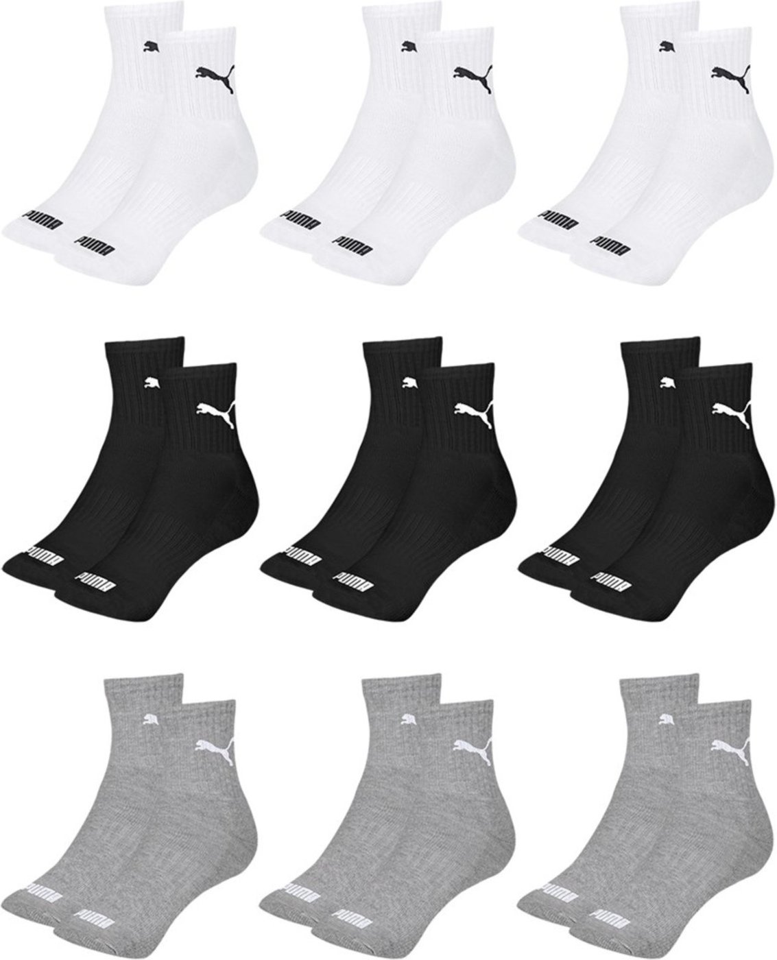 Kit 9 Pares de Meias Puma Cano Médio Esportiva Feminino