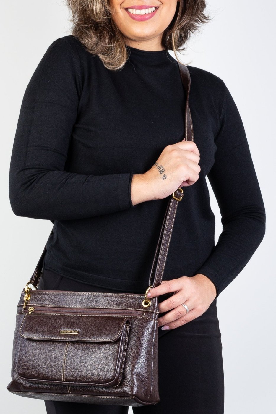 Imagem principal Bolsa Andrea Vinci Tiracolo De Couro Liso Celine - Café vermelho Andrea Vinci vermelho