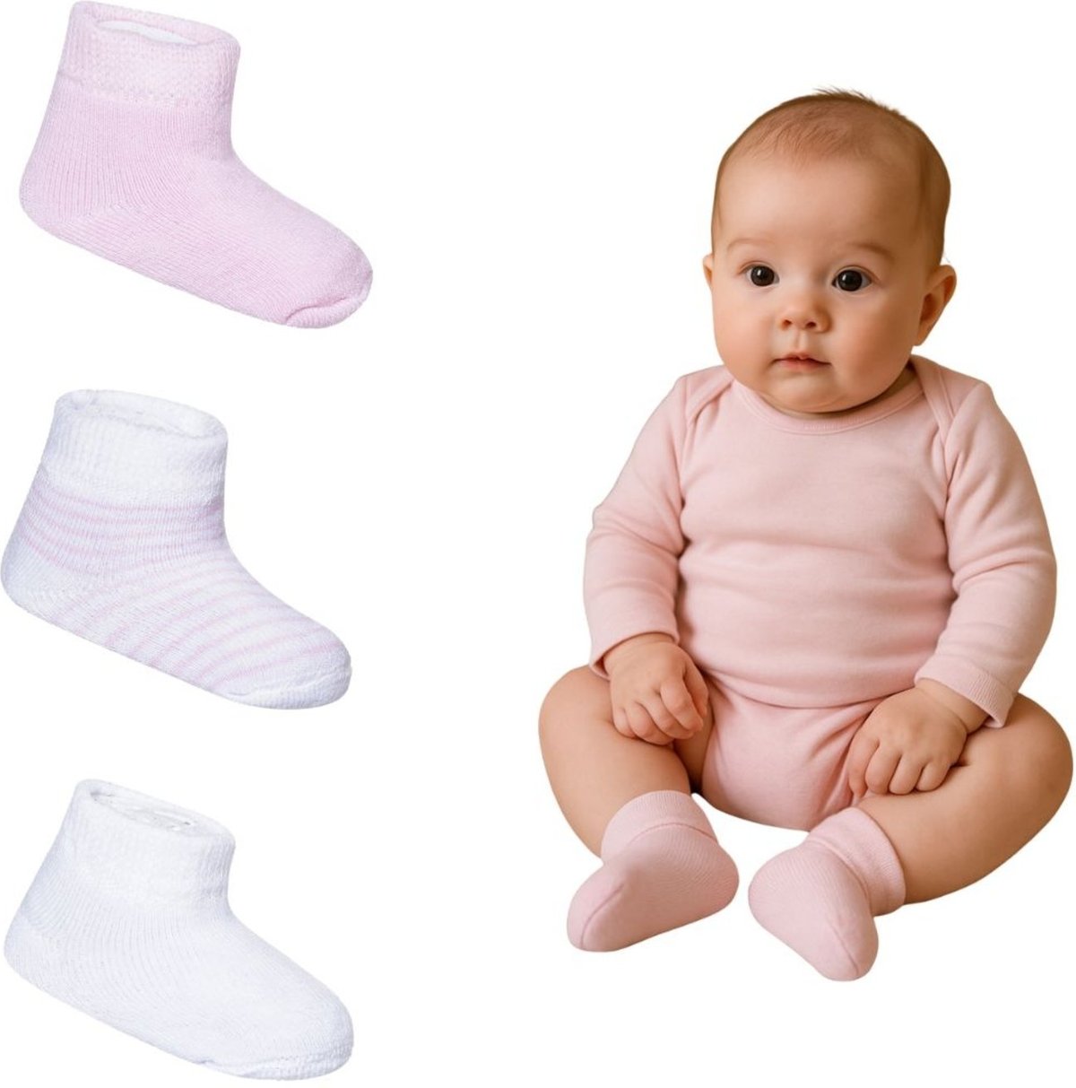 Infantil - Kit 3 Pares Meia Atoalhada Recém-Nascido