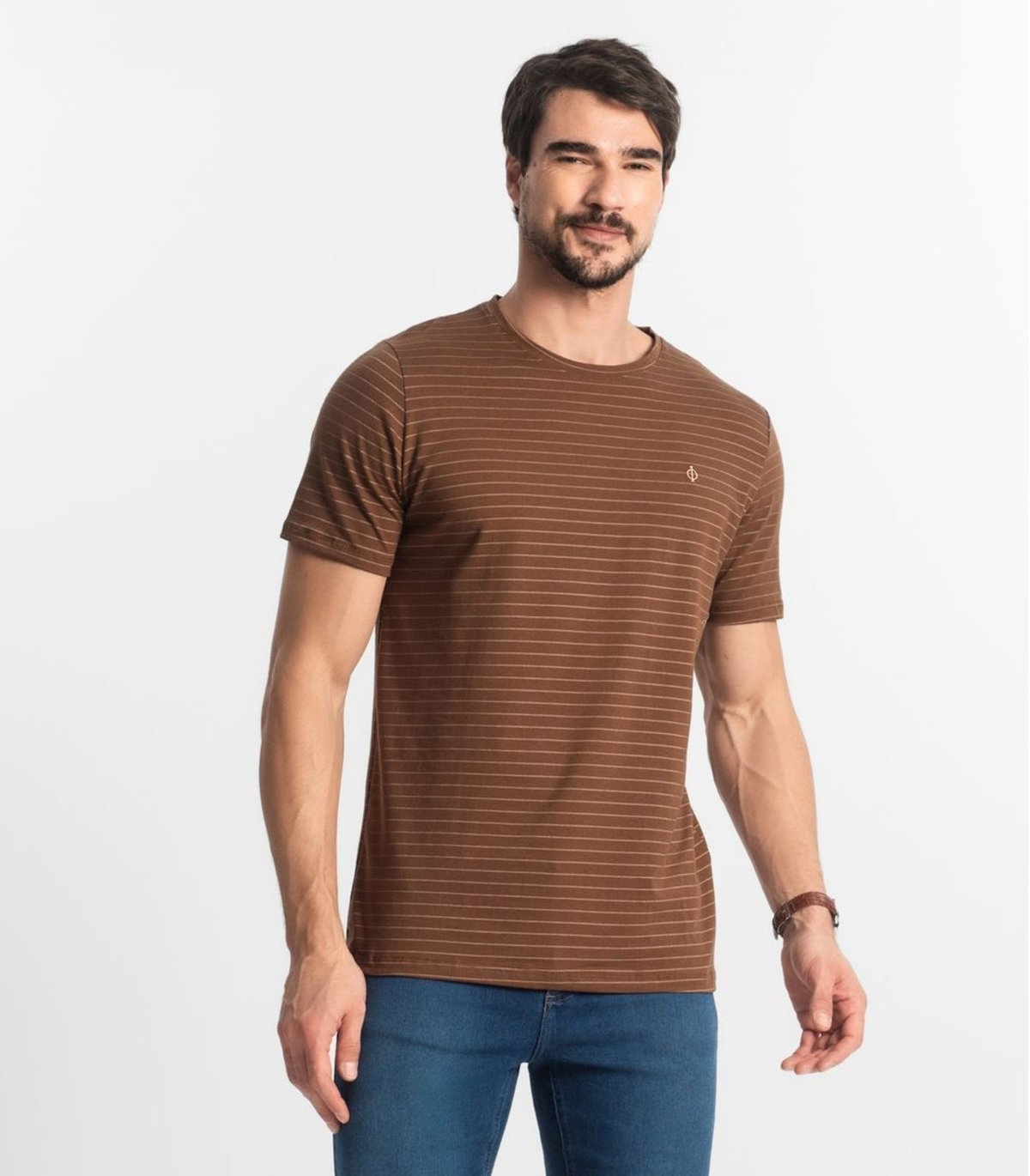 Imagem principal Camiseta Masculina Cotton Listrado Diametro marrom Diametro marrom