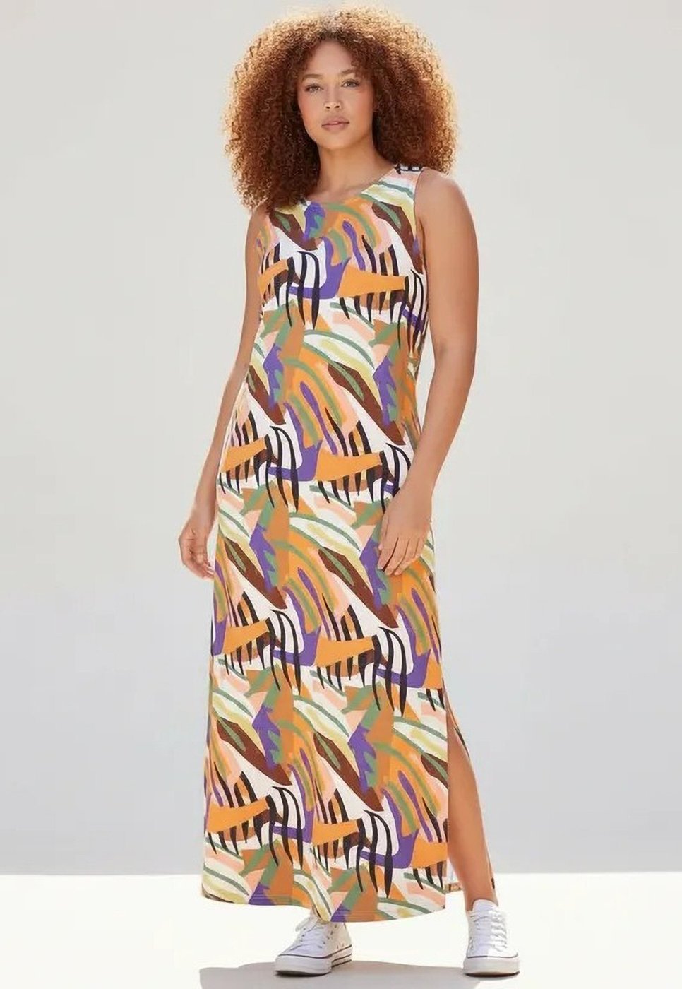 Vestido CabanaFree Longo Plano com Bolso Estampa Cores Vibrantes