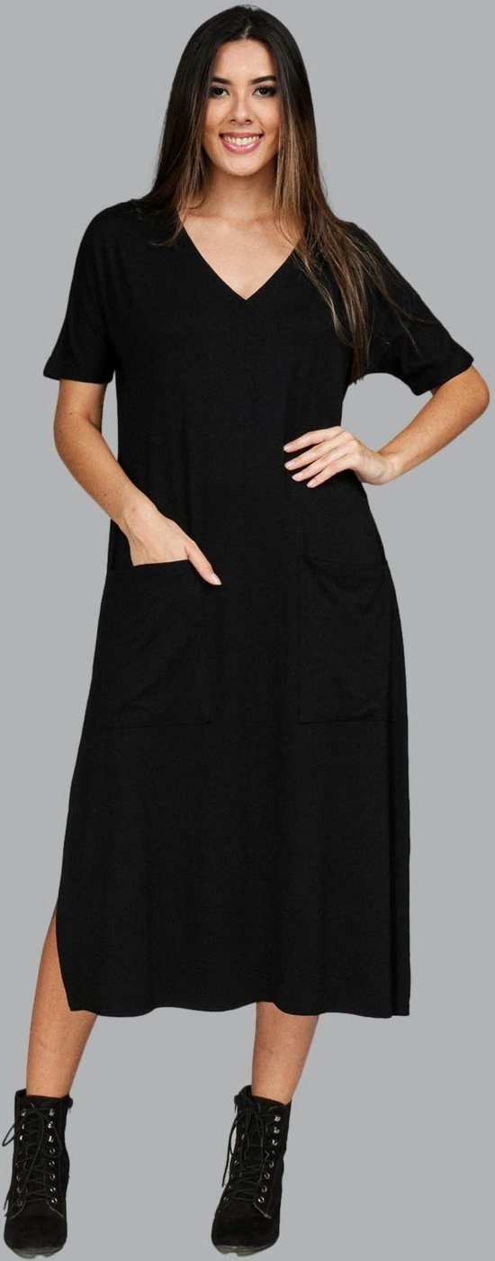 Imagem principal Vestido Midi Reto Malha com Bolso na Frente Amazonia Vital preto preto