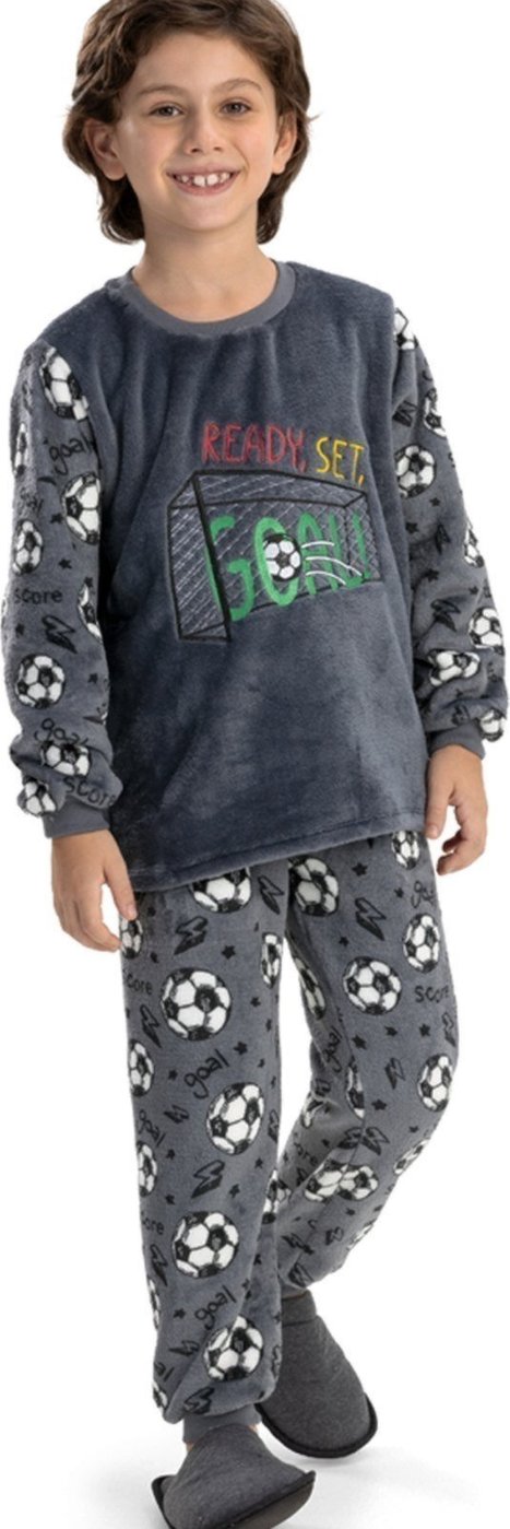 Imagem principal Pijama de Inverno Comprido Menino em Soft Fleece com Punho - Futebol Goal Magicamente Kids cinza Magicamente Kids cinza