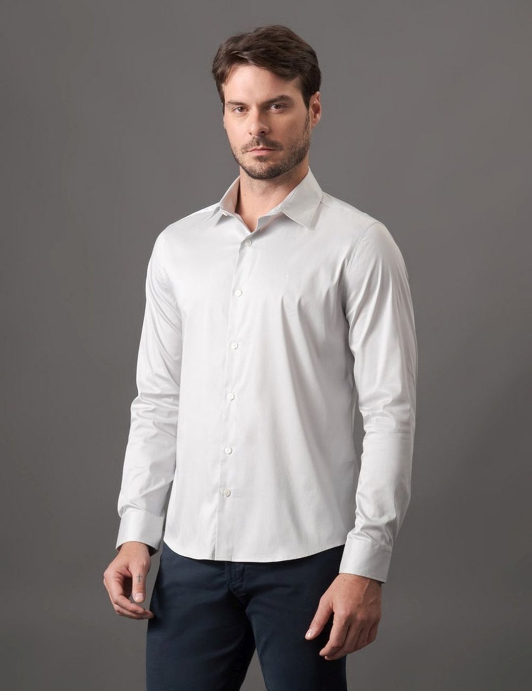 Imagem principal Camisa Masculina Manga Longa Slim Básica Claro Calvin Klein Jeans azul Calvin Klein Jeans azul