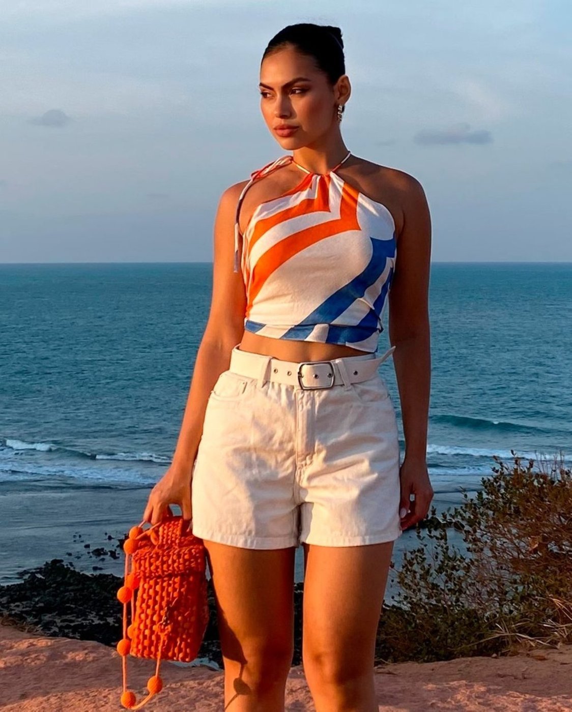 Shorts Jeans Mom Feminino Cintura Alta com Cinto 71401 Off White