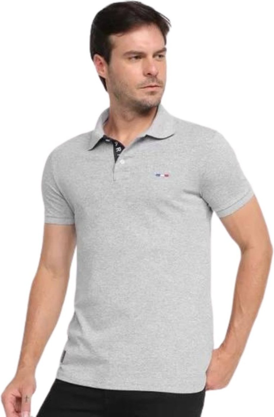 Imagem principal Camisa Polo FMF Masculina Básica Piquet no Estilo Tommy Bordado França cinza FMF cinza
