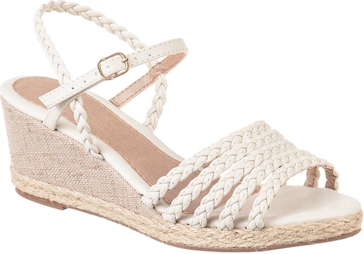 Imagem principal Sandália Feminina Anabela Media C/Tiras de Trancas Solado Corda OffWhite VIA BIRIGUI bege offwhite VIA BIRIGUI bege offwhite