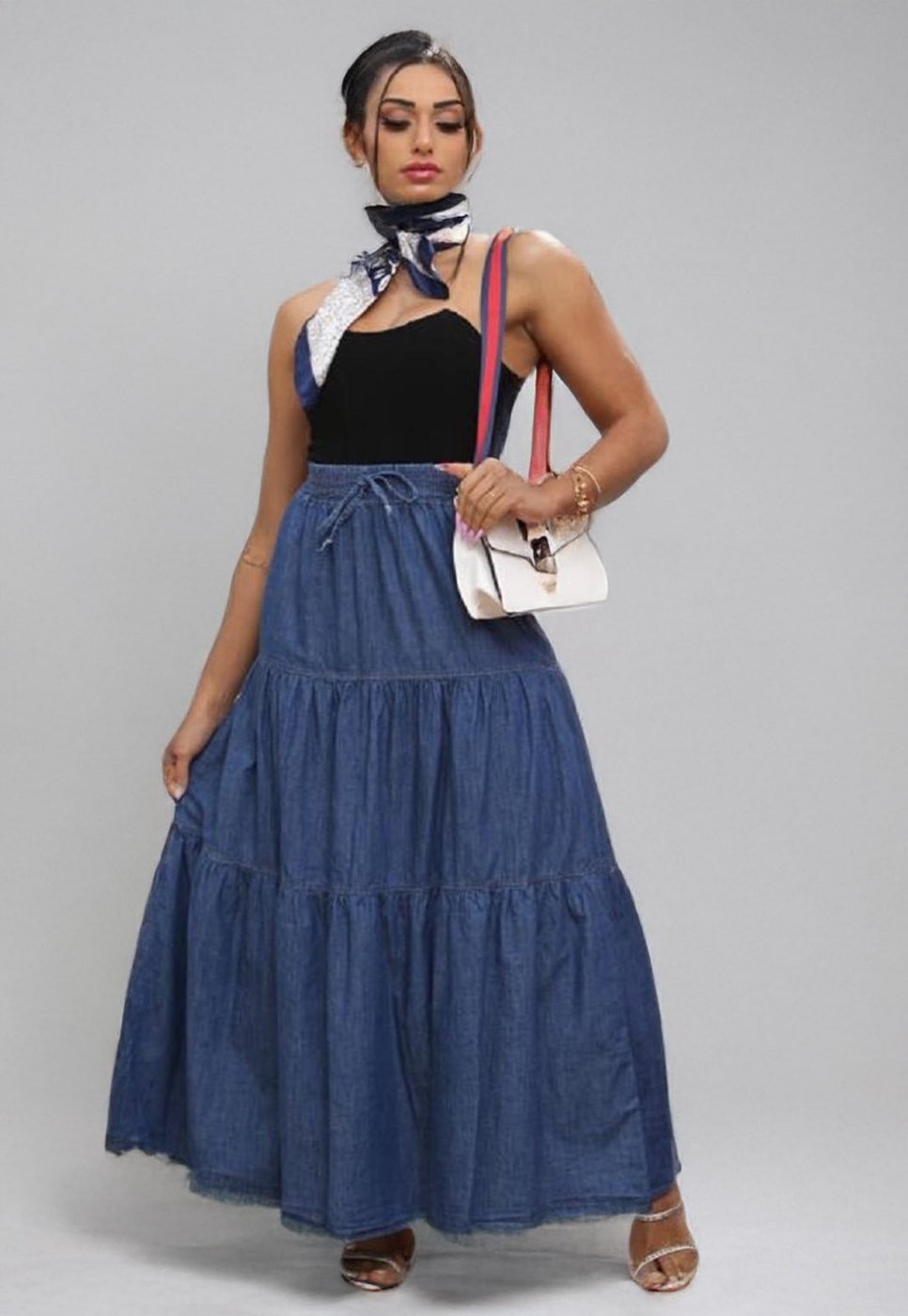 Saia Cabanafree Jeans Três Camadas