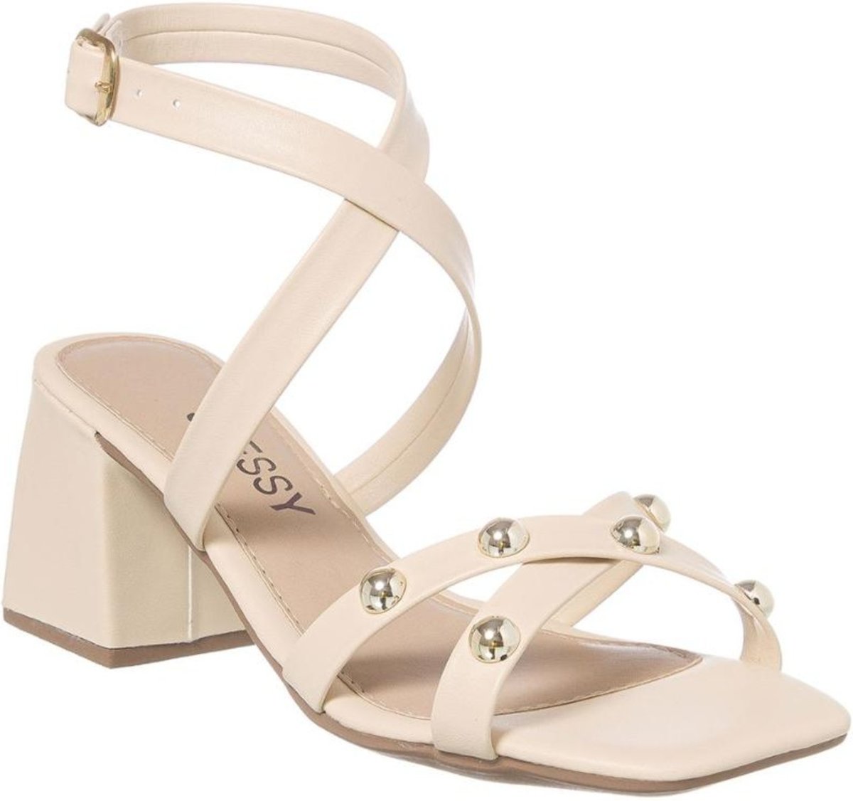 Sandália Feminina Casual Salto Bloco Grosso Elegante Casual Off White